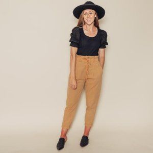 BRAND NEW mustard yellow paperbag pants